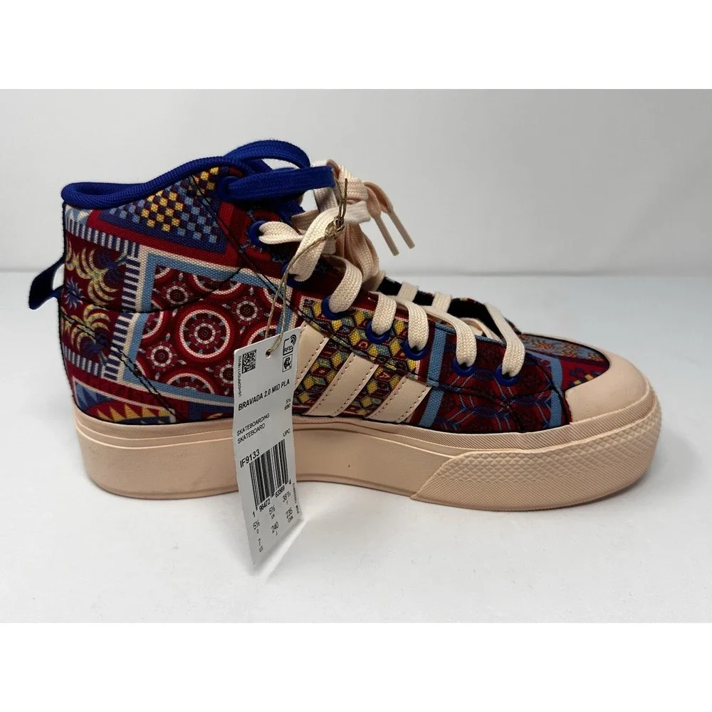 Adidas Farm Rio Bravada 2.0 Skateboard Shoes Womens 7 Patchwork Platform Mid NEW